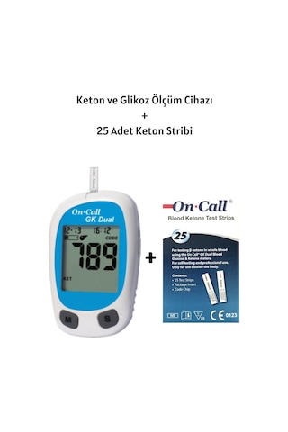 On Call GK Dual Keton ve Şeker Ölçüm Cihazı + 25 Test Keton Ölçüm Stribi