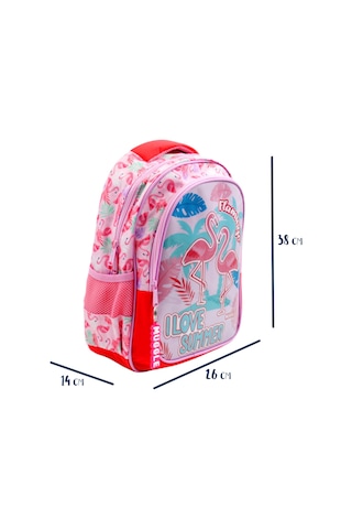 Muggle 2 Bölmeli Flamingo Pembe Okul Sırt Çantası Mu-7211