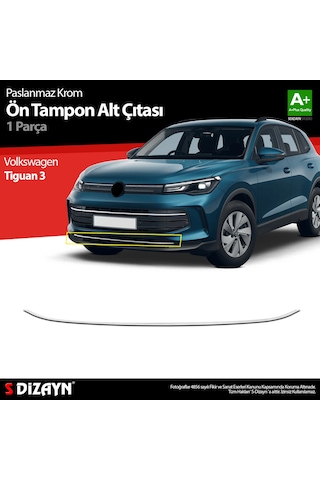 S-dizayn Vw Tiguan 3 Krom Ön Tampon Alt Çıtası 2024 Üzeri A+ Kalite
