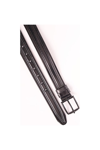 Manda Derisi Rugan Siyah Erkek Kemeri Hakiki Deri 4 CM Siyah