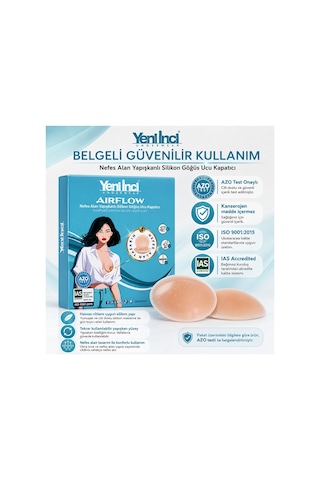 Yeni İnci Airflow Nefes Alan Yapışkanlı Silikon Göğüs Ucu Kapatıcı Ten