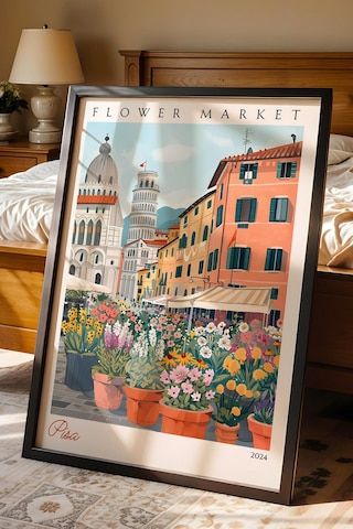 Pisa İtalya Çerçeveli Tablo Seyahat Severlere Salon Ve Ofis İçin Estetik Duvar Dekoru Travel Flower Market