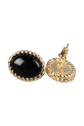 Tenfowee Vintage Bakır 18k Altın Kaplama Siyah Achat Küpe Kadınlar İçin Stres Azaltıcı Zirve Stil Güzellik Aksesuarı Diğer