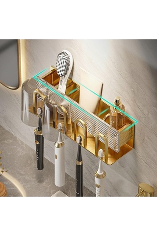 Novahub Yurt Otel Tuvaleti Duvar Montaj Diş Fırçası - Suntek Altın
