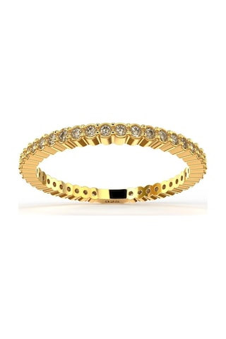 Zirkon Taşlı Gold Minimal Tamtur Gümüş Yüzük