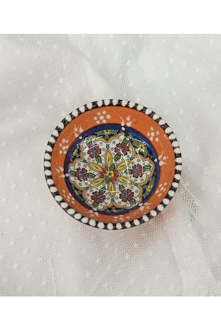 Çini Turuncu 8 Cm Çerezlik Kase Sosluk Sunumluk Kahvaltılık 1 Adet 18209 Çok Renkli
