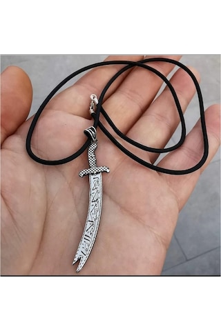 Deri Zincirli Hz. Ali Zülfikar Kılıç Gümüş Erkek Kolye 461309865 Deri Zincirli Hz. Ali Zülfikar Kılıç Gümüş Erkek Kolye 461309865