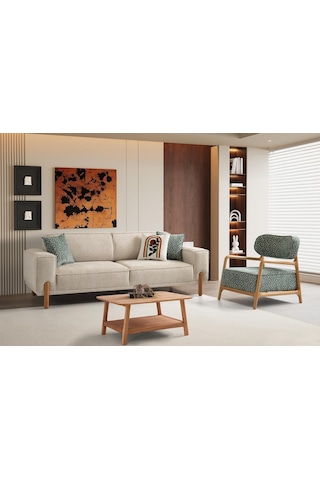 Oslo Ahşap Ayaklı Mekanizmalı Kanepe Beyaz