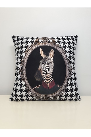 Zebra Kaz Ayağı Desen Kırlent Kılıfı Renkli