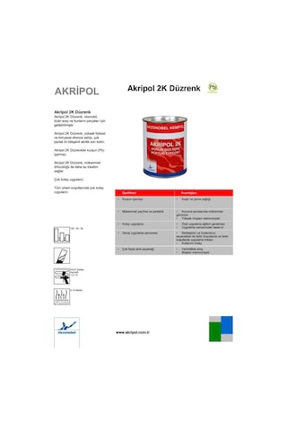 AkzoNobel Akripol 2k Piano Black Akrilik Sonkat Oto Boyası 1 Litr