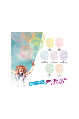 Balon Ekstra Şeffaf Sarı 100 Adet Çok Renkli