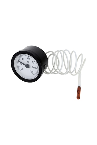 Mufunye Su Sıcaklığı Ölçer - Baskı Tipi Termometre, 0-120 C Aralığı, Bakır Sensörlü, Kılcal Boru İle Uzaktan Okuma
