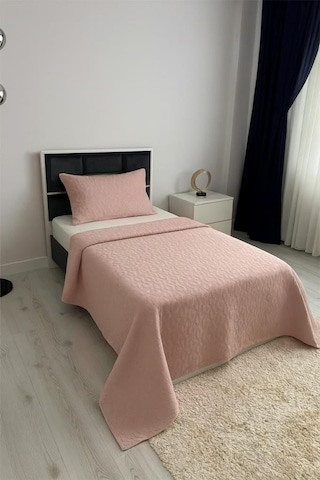 Powderlove 2 Parça Tek Kişilik Yatak Örtüsü 180x235 Cm Pudra Pudra