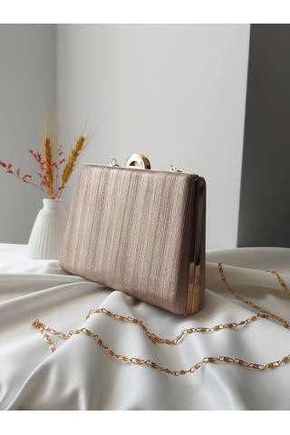 Vivazzaluxe Simli Abiye Düğün Nişan Kadın Clutch Çanta Rose