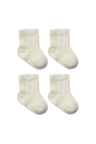 Erturkstore Fiyonklu Penye Soket Çorap 2li 10150 Naturel Çok Renkli