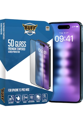 Buff iPhone Apple 15 Pro Max Uyumlu 5d Glass Ekran Koruyucu
