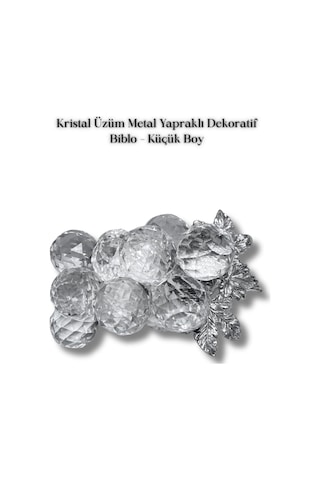 Kristal Üzüm Metal Yapraklı Dekoratif Biblo Küçük Boy