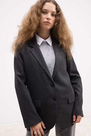 Defacto Oversize Geniş Kalıp Ceket Yaka Düğmeli Çizgili Blazer Ceket D6879ax24auar151 Antrasit