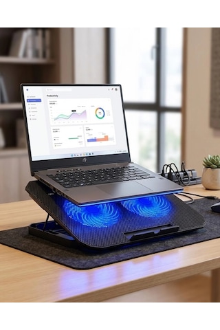 Mey İthalat Notebook Soğutucu Fanlı Stand Usb Portlu 8 Kademe Laptop Sehpası