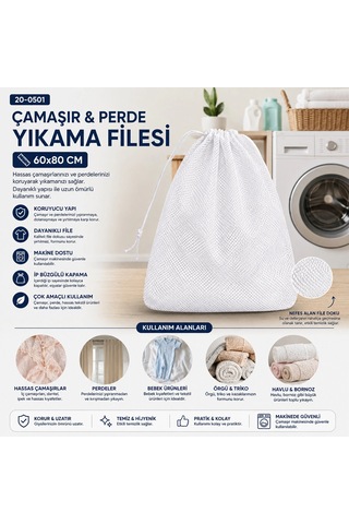30 Adet 60x80cm Çamaşır - Perde Yıkama Filesi Bx40 Çok Renkli