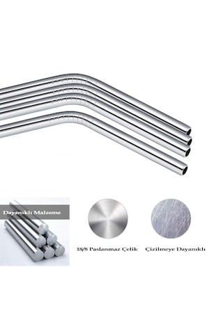 4 Adet Isıya Dayanıklı Cam Pipet Ve 1 Adet Pipet Temizleme Fırçası 5'li Set Şeffaf