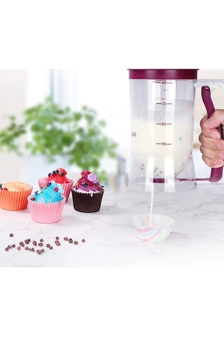 Elmpaly Kırmızı Katlanır Hamur Dağıtıcı Kek Waffle Pancake Kurabiye Pişirme Aracı