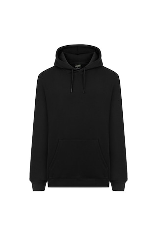 Mysport My Sport 5017 Erkek Yumuşacık Kapüşonlu Organik Pamuk Kanguru Cepli Regular Siyah Sweatshirt Siyah