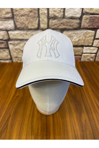 Hamze Ny Yankees New York Detaylı Beyzbol Gabardin Cap Şapka Beyaz
