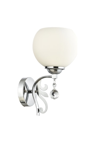 Lamore Home Arya Opal Camlı Kristal Taş Detaylı Tekli Krom Aplik Krom