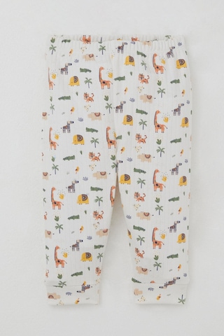 Breeze Erkek Bebek Pijama Takımı Omuzdan Patlı Bebek Hayvanat Bahçesi 4 Ay-1 Yaş, Ekru Ekru