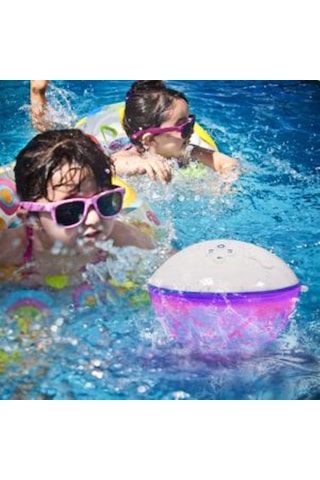 Monozone Bluetoothlu Havuz Hoparlörü Waterproof Duş Hoparlörü Led Işıklı Yüzer Disko Topu Mikrofonlu