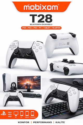 T28 Bluetooth Oyun Kolu Ps3 / Ps4 / Ps5 / Pc / Tablet / Telefon Uyumlu Kablosuz Gamepad