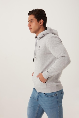Polostate Erkek İskelet Nakışlı 3 İplik Sweatshirt Gri