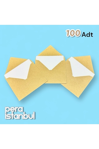 100 Adet Mini Zarf 70mmx90mm Kraft Zarf Hediye Doğum Günü Dilekleri Zarfı Beyaz Not Kartlı Poşetli