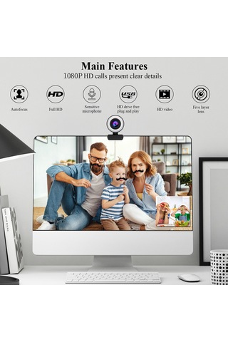 Youtek 1080p Otomatik Odaklı Web Kamerası - Düşük Işıkta Aydınlatma, Mikrofonlu, Sürücü Gerektirmeyen Canlı Yayın Ve Konferanslar İçin