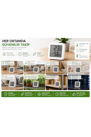 Dijital Sıcaklık Ve Nem Ölçer Lcd Ekranlı Mini Termometre Higrometre Ortam Isı Ve Nem Ölçer Duvar Ve Masaüstü Kullanım