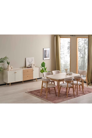 Tino Yemek Odası Takımı Krem
