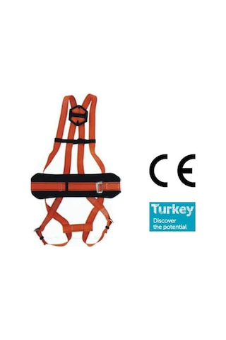 Safeset Paraşüt Tipi Bel Destekli Emniyet Kemeri Karabinalı CE'li