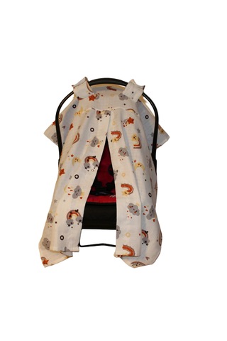 Gökkuşağı ve Yıldızlar Deseni Pamuk Müslin Kumaş Puset Örtüsü Rüya Temalı Puset Örtüsü Beyaz