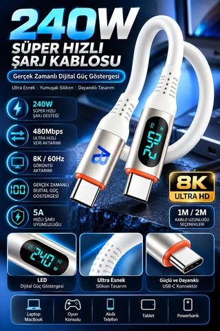 Apollobell Cch10-007 240w Süper Hızlı Şarj Kablosu