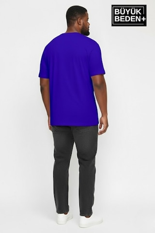 Superlife Erkek Büyük Beden Willamsburg Brooklyn Baskılı 3xl-6xl Bisiklet Yaka Tshırt Spr26bts510-16 Saks Mavi