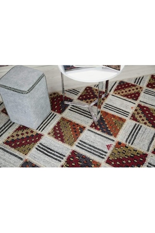Patchwork El Dokuma Antik Anadolu Kilim Mosaic 80 X 150 Çok Renkli