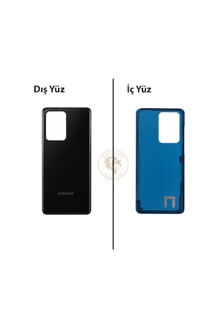 Samsung Galaxy S20 Ultra Siyah Renk Arka Kapak Arka Cam Batarya Kapağı Pil Kapağı Lazer Kesim Back Cover Galaxy S20 Ultra Uyumlu