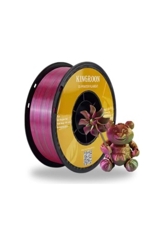 Üç Renkli Silk Pla Filament Altın, Yeşil, Kırmızı Mor Canlı Parlak Renk Geçişi 1.75mm 1 Kg