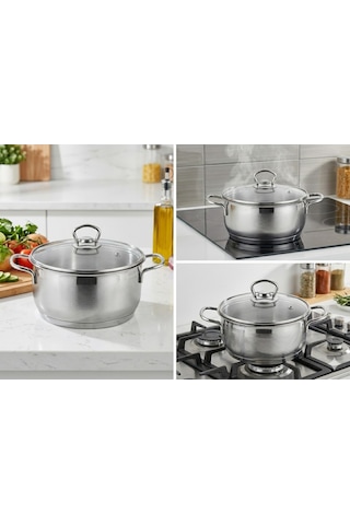 Gülsan Bahar 6 Parça Çelik Tencere Seti 14-16-18cm Cam Kapak Inox