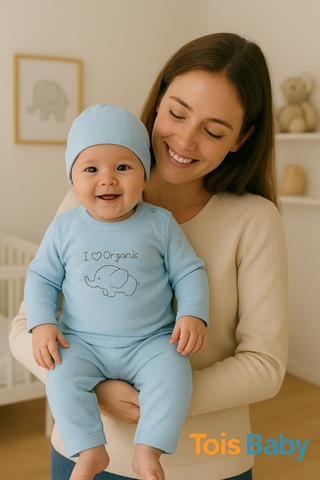 Tois Baby Organik Hastahane Çıkışı Bebek Takımı 0-3 Ay Mavi Renk Mavi