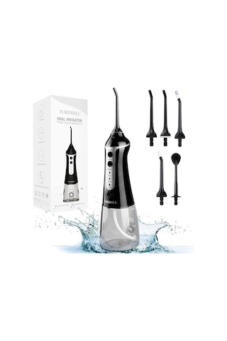 Turewell Şarjlı Taşınabilir Ağız Duşu - 3 Modlu Ve 5 Değiştirilebilir Başlıklı Diş Temizleme Cihazı
