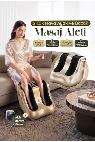 Ayak Bacak Sıcak Hava Isıtma Masajı Ayarlanabilir Sessiz Lcd Ekran Uzaktan Kumanda Altın