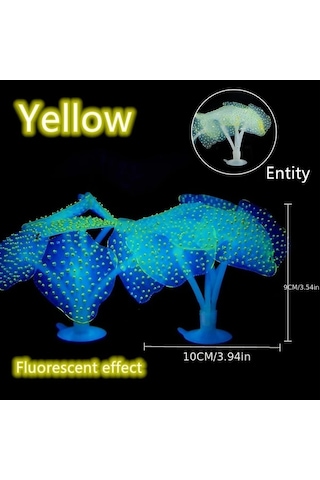 Zhanglei001 Turuncu Yapay Mercan Dekoru Akvaryum Işık Saçan Balık Tankı Aksesuarı