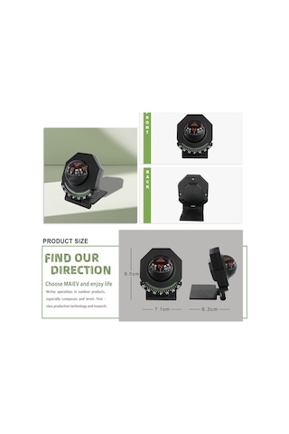 Eğim Ölçerli 2'si 1 Arada Araba Pusulası, Katlanabilir Yüksek Hassasiyetli Kılavuz Bilyası İngilizce Versiyon